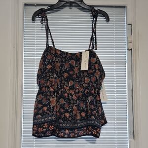 Nine Britton Black and Orange Floral Camisole